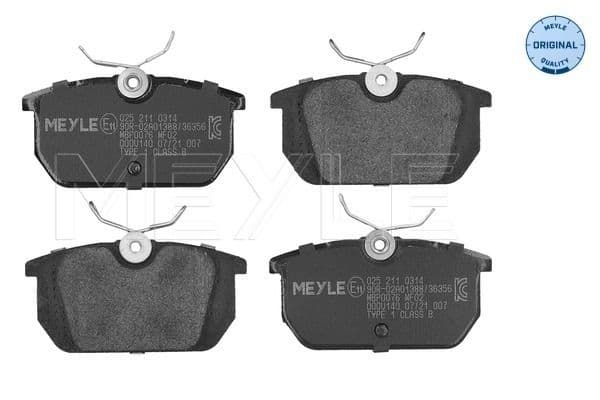 set placute frana,frana disc MEYLE -ORIGINAL: True to OE. 025 211 0314