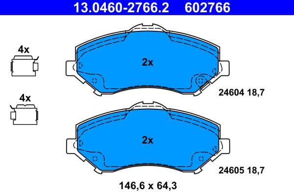 set placute frana,frana disc ATE 13.0460-2766.2