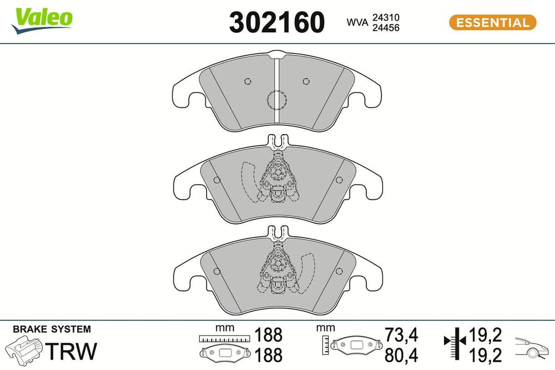 set placute frana,frana disc VALEO 302160