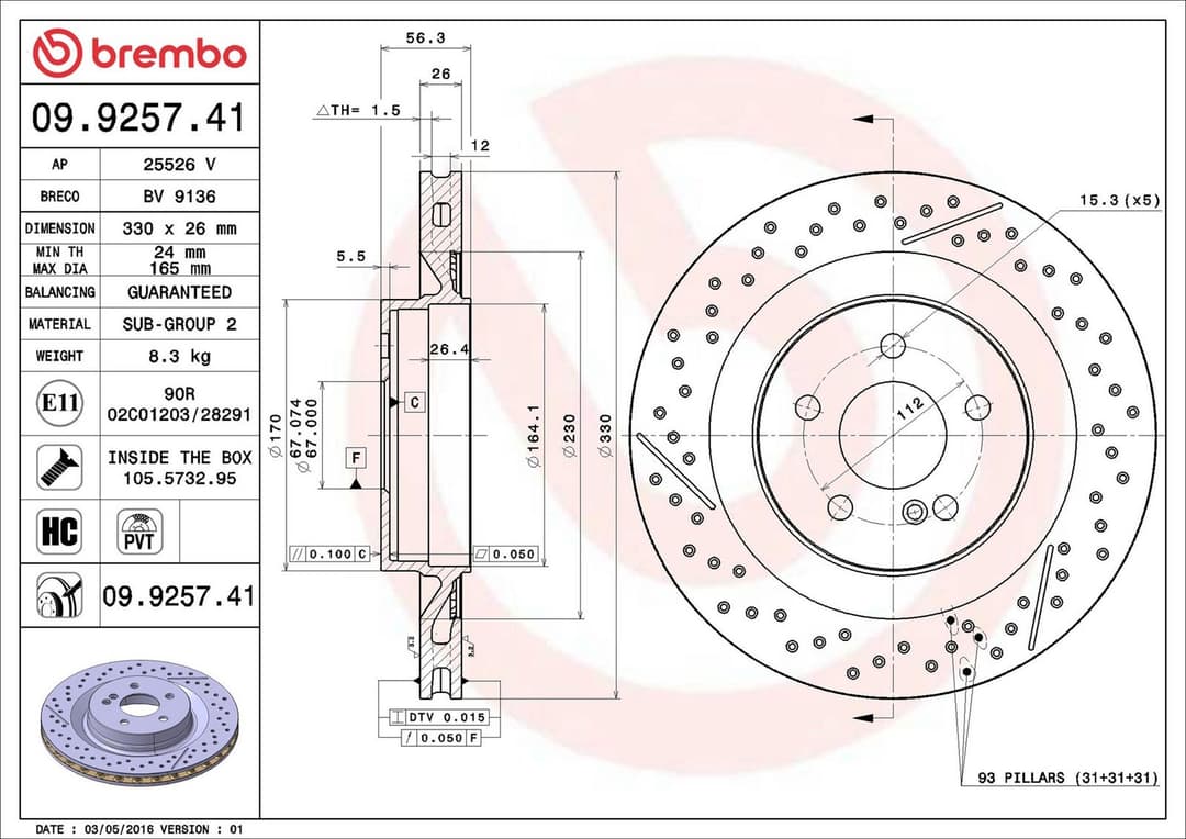 Disc frana BREMBO 09.9257.41
