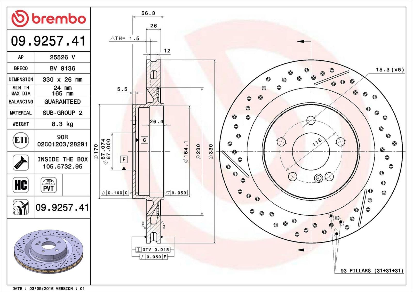 Disc frana BREMBO 09.9257.41