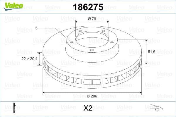Disc frana VALEO 186275
