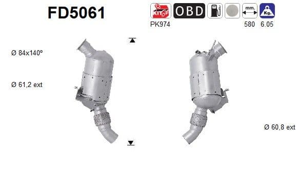 Filtru funingine/particule, sist.de esapament AS FD5061