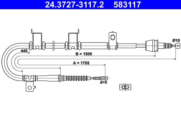 Cablu, frana de parcare ATE 24.3727-3117.2