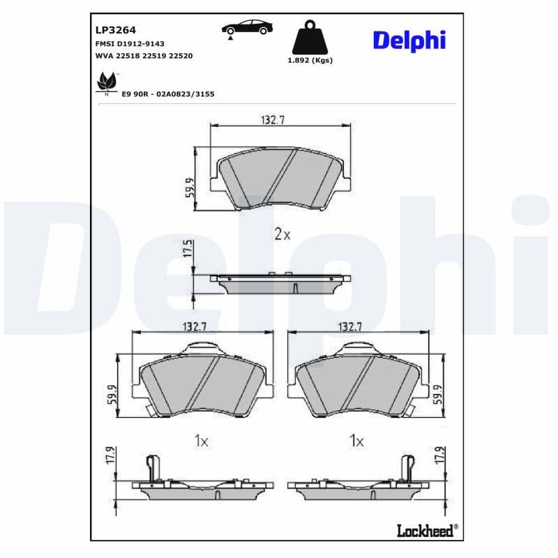 set placute frana,frana disc DELPHI LP3264