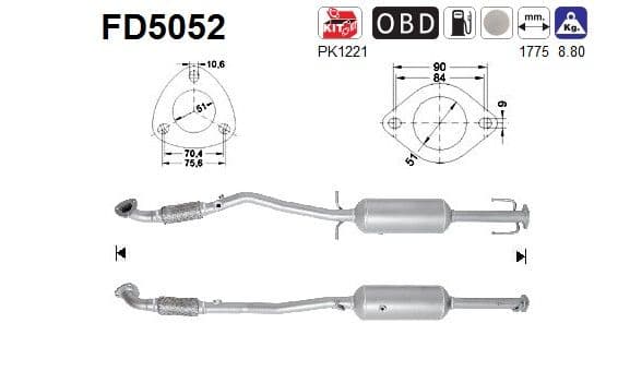 Filtru funingine/particule, sist.de esapament AS FD5052