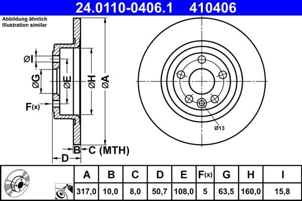 Disc frana ATE 24.0110-0406.1