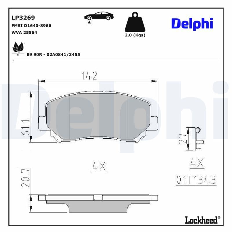 set placute frana,frana disc DELPHI LP3269