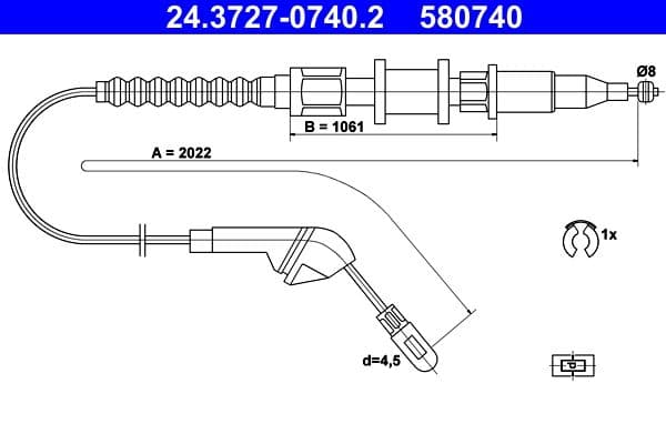 Cablu, frana de parcare ATE 24.3727-0740.2