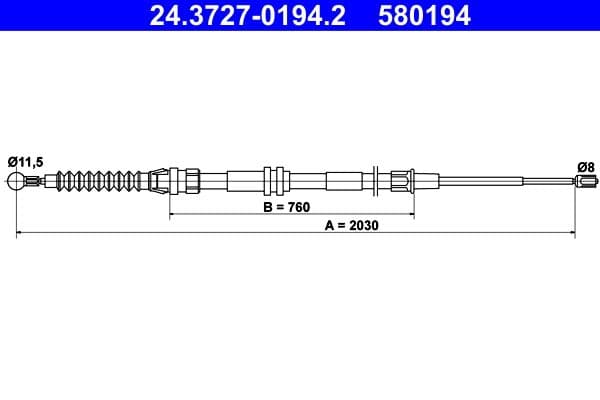Cablu, frana de parcare ATE 24.3727-0194.2