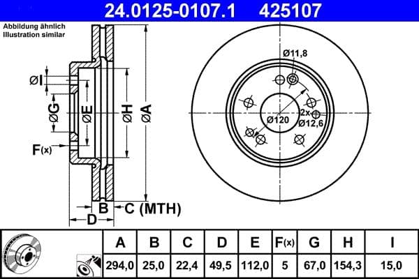 Disc frana ATE 24.0125-0107.1
