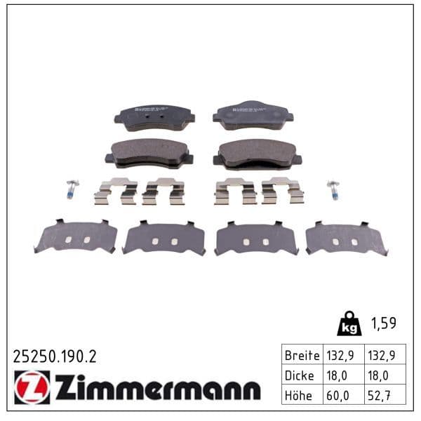 set placute frana,frana disc ZIMMERMANN 25250.190.2