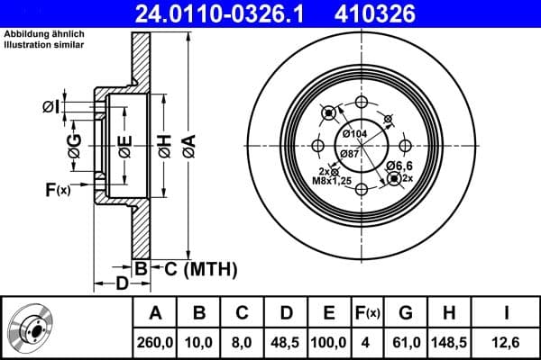 Disc frana ATE 24.0110-0326.1