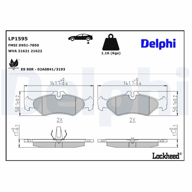 set placute frana,frana disc DELPHI LP1595