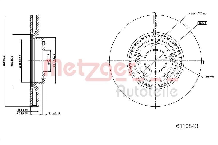 Disc frana METZGER 6110843