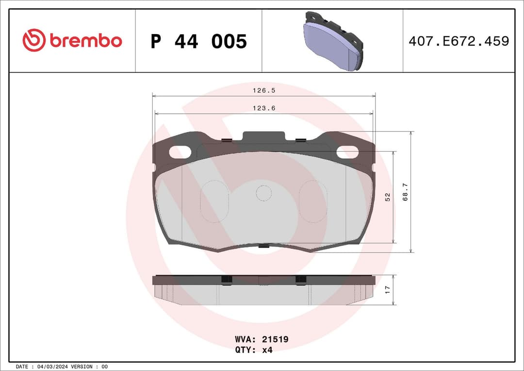 set placute frana,frana disc BREMBO PRIME LINE P 44 005