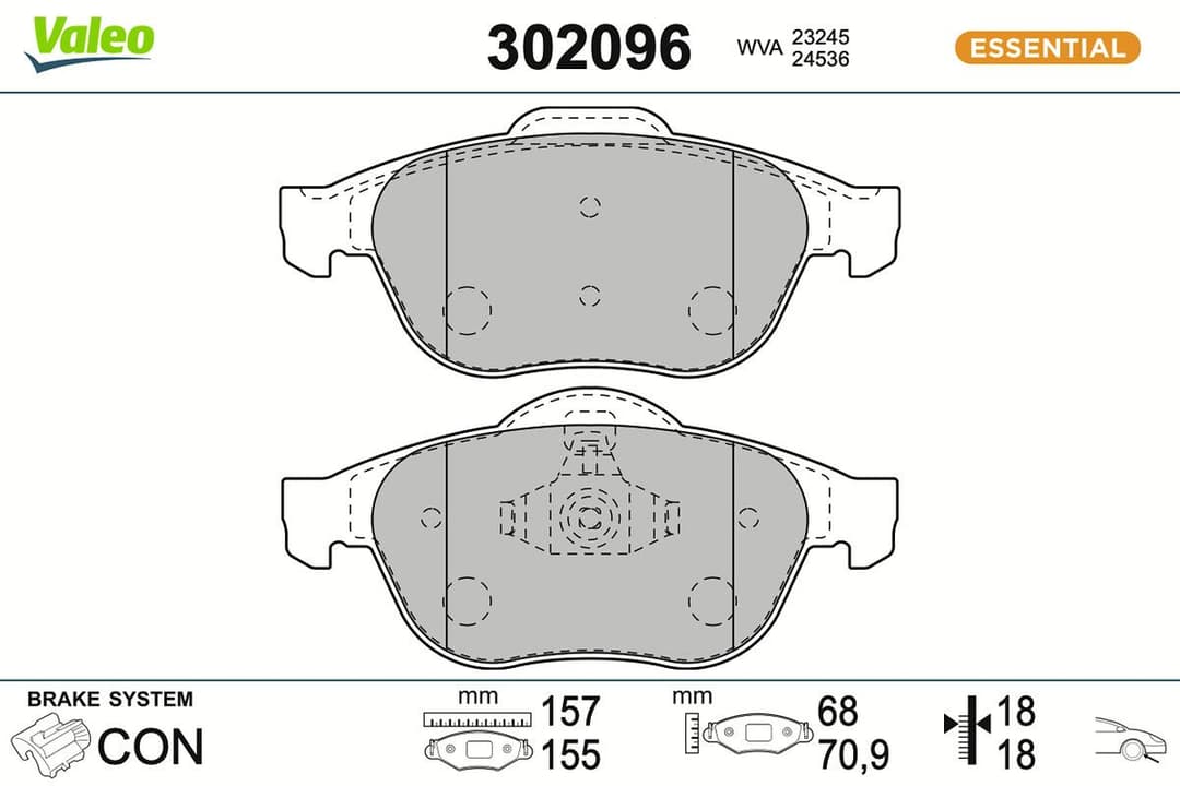 set placute frana,frana disc VALEO ESSENTIAL 302096
