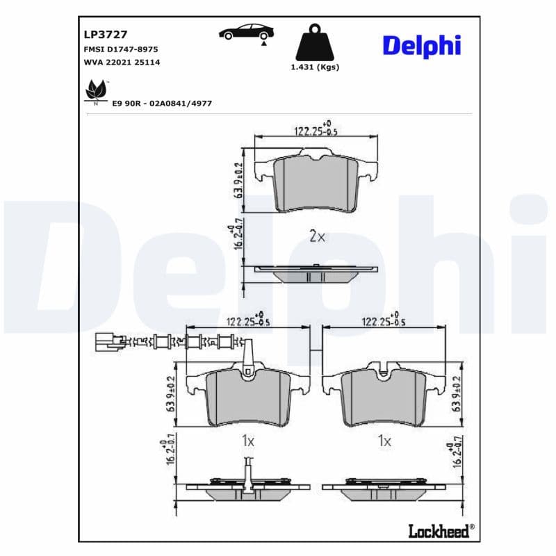 set placute frana,frana disc DELPHI LP3727
