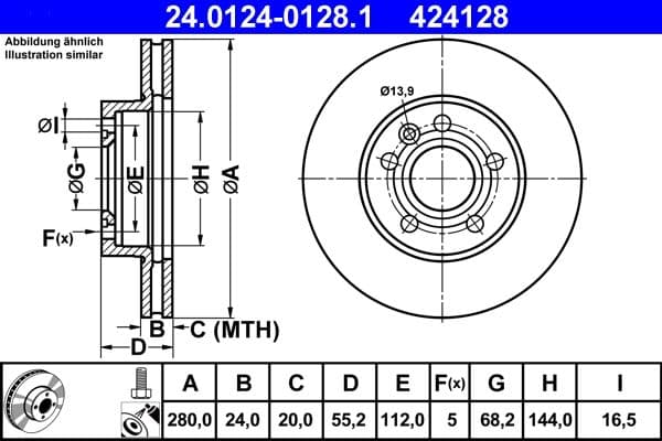 Disc frana ATE 24.0124-0128.1