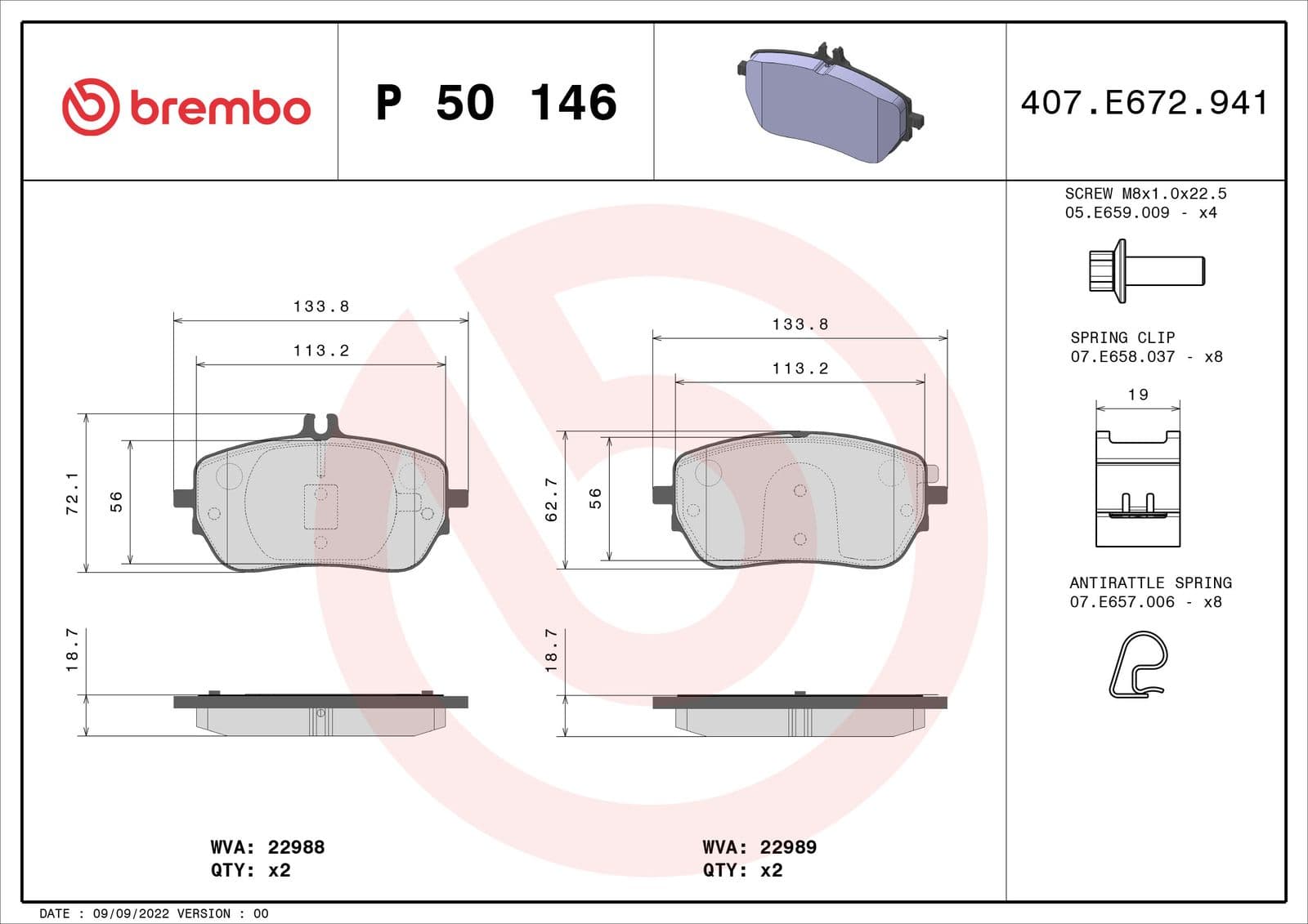 set placute frana,frana disc BREMBO PRIME LINE P 50 146