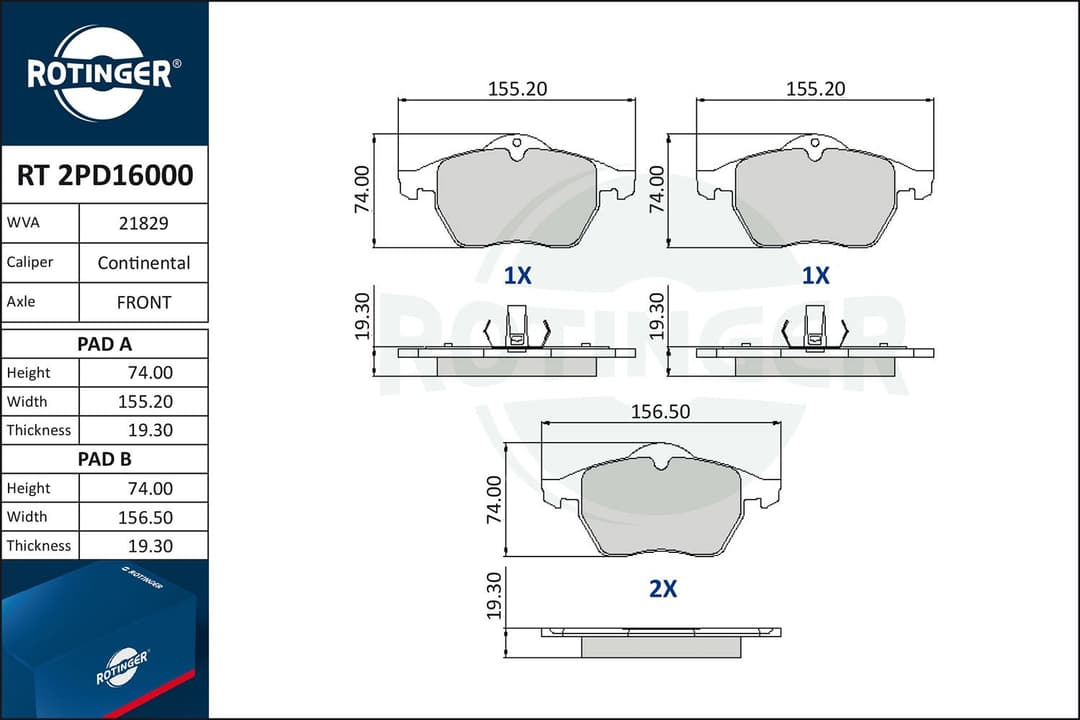 set placute frana,frana disc ROTINGER RT 2PD16000