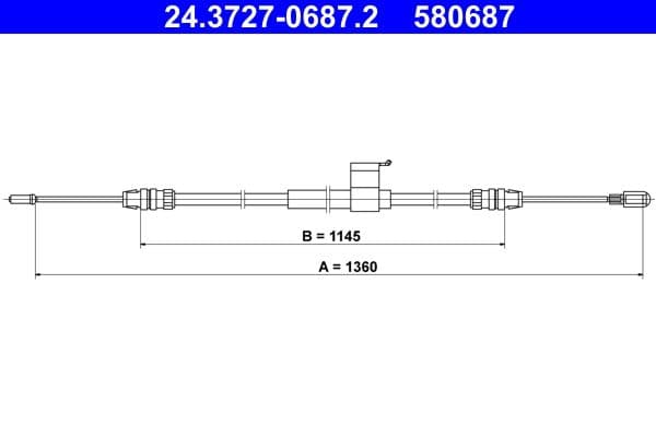 Cablu, frana de parcare ATE 24.3727-0687.2