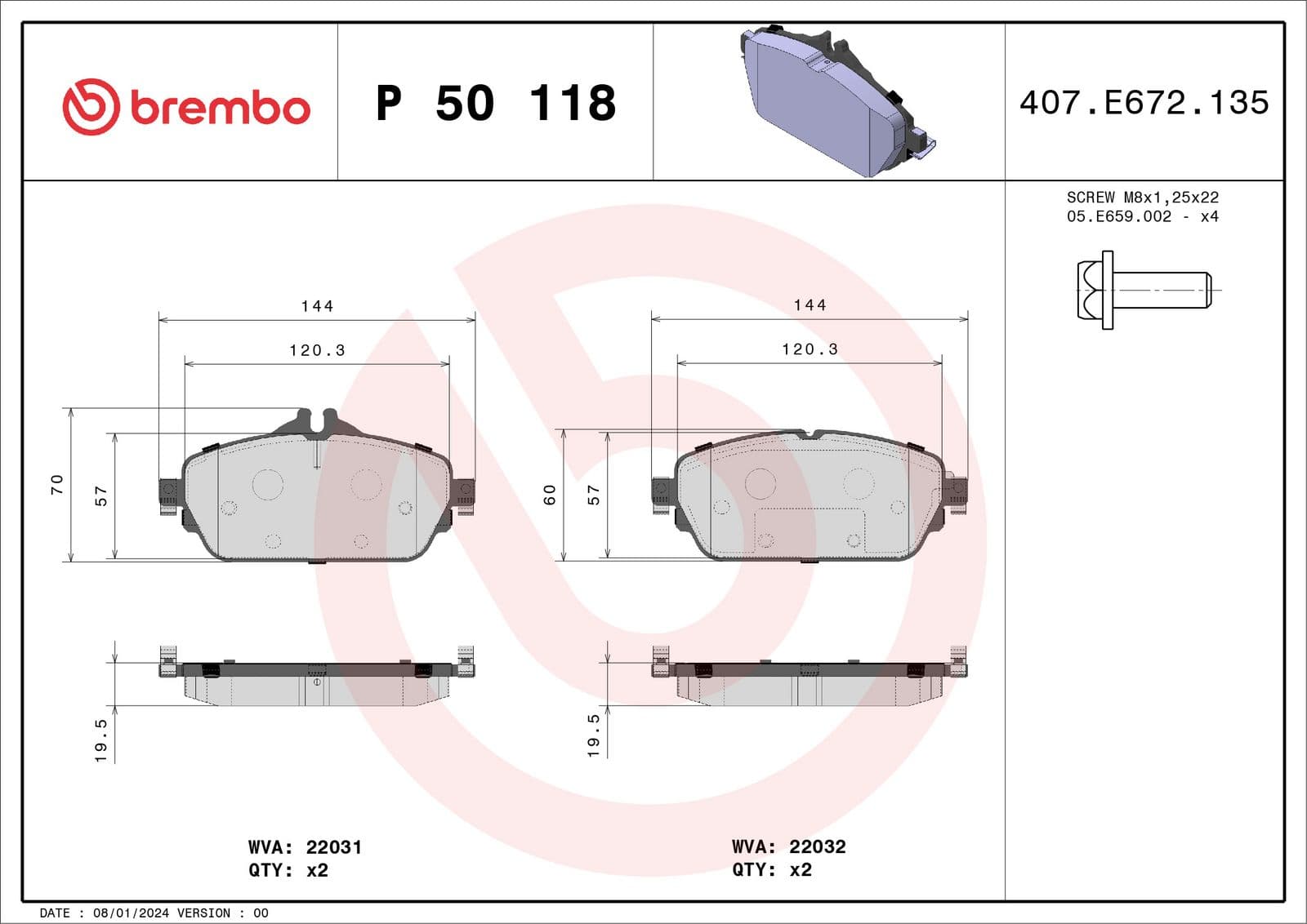 set placute frana,frana disc BREMBO PRIME LINE P 50 118