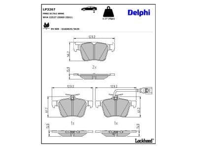 set placute frana,frana disc DELPHI LP3267