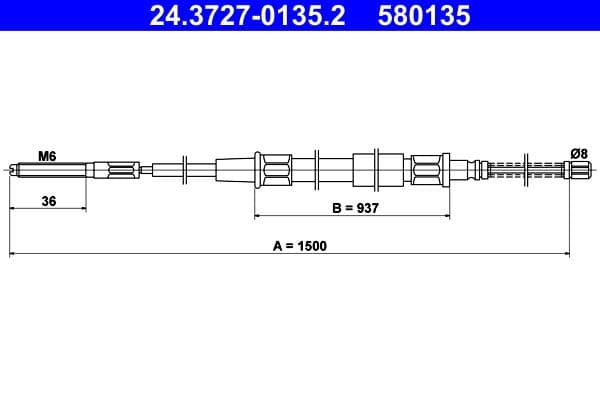 Cablu, frana de parcare ATE 24.3727-0135.2