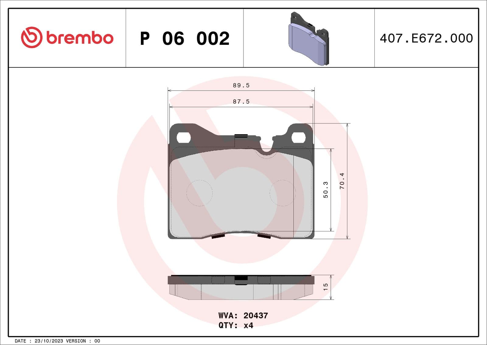 set placute frana,frana disc BREMBO PRIME LINE P 06 002