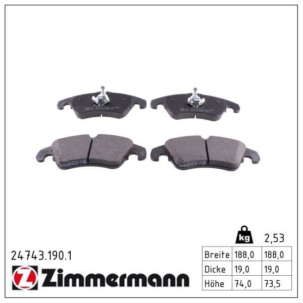 set placute frana,frana disc ZIMMERMANN 24743.190.1