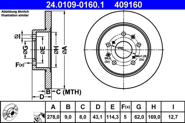 Disc frana ATE 24.0109-0160.1