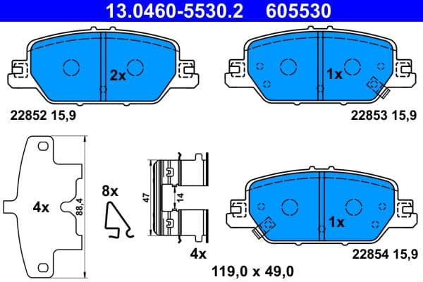 set placute frana,frana disc ATE 13.0460-5530.2