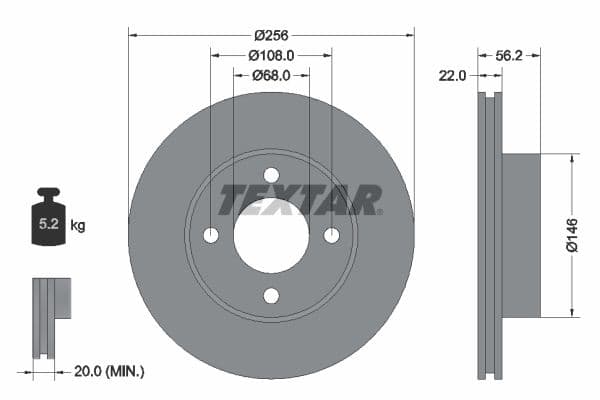 Disc frana TEXTAR 92054200