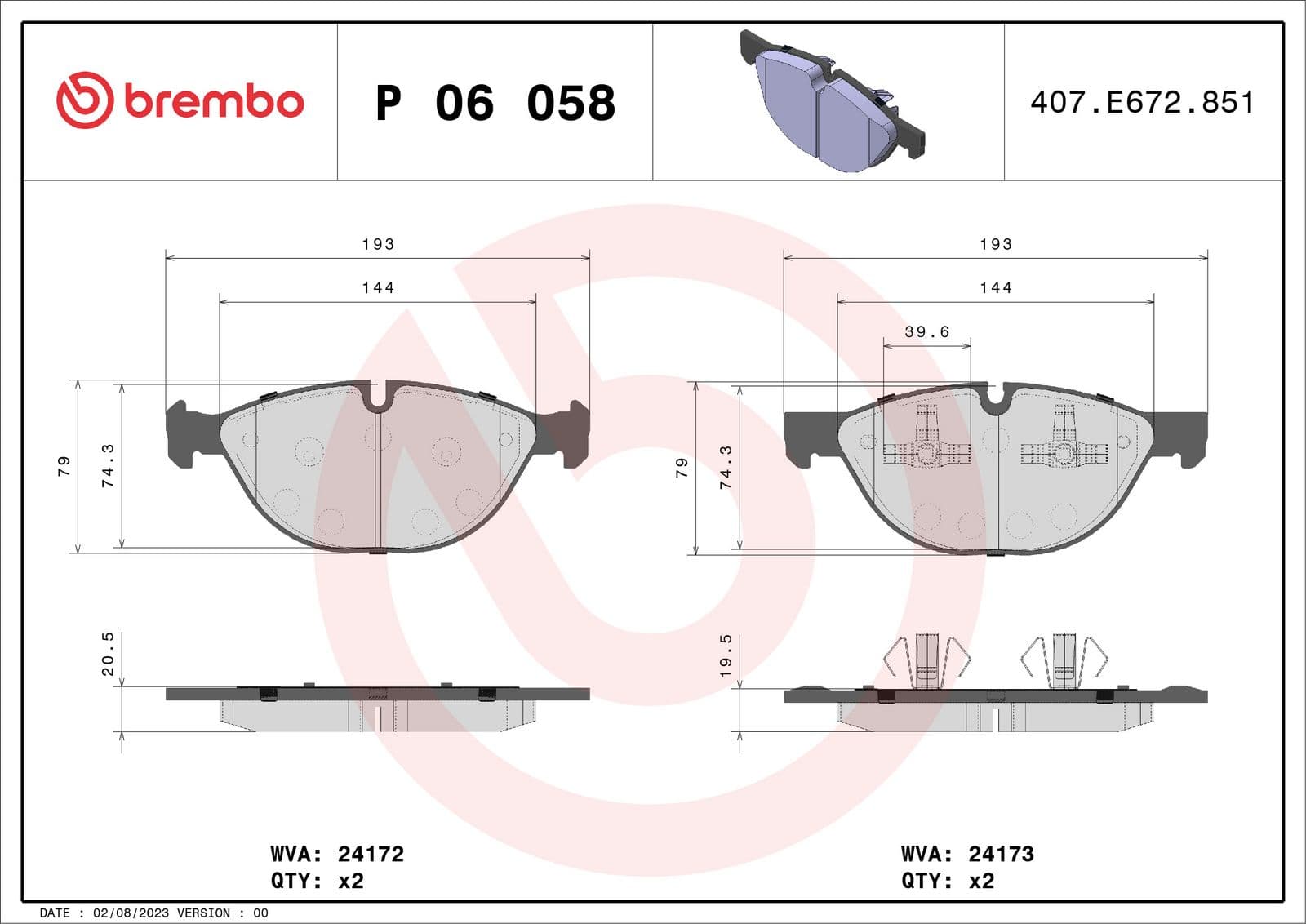 set placute frana,frana disc BREMBO PRIME LINE P 06 058