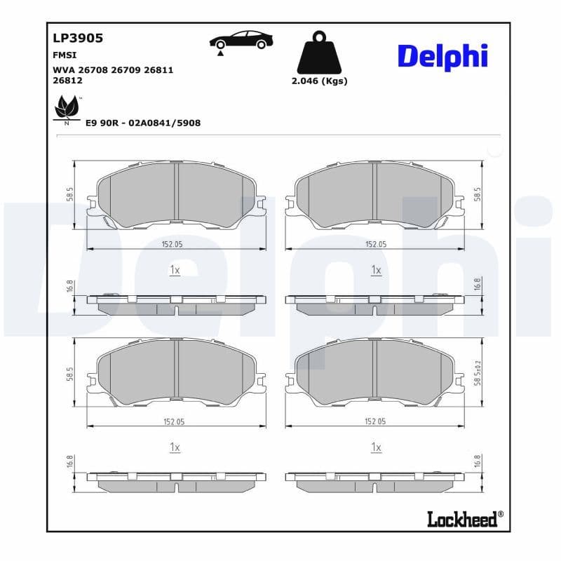 set placute frana,frana disc DELPHI LP3905