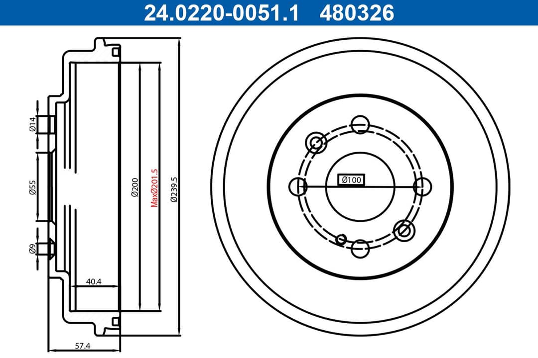 Tambur frana ATE 24.0220-0051.1