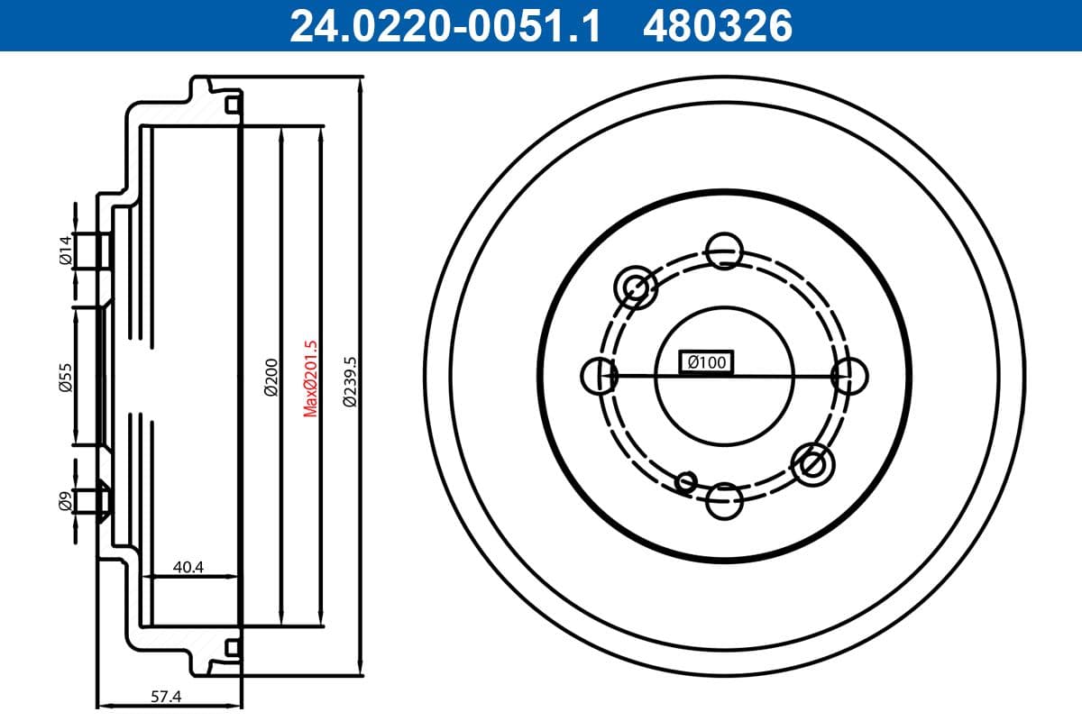 Tambur frana ATE 24.0220-0051.1