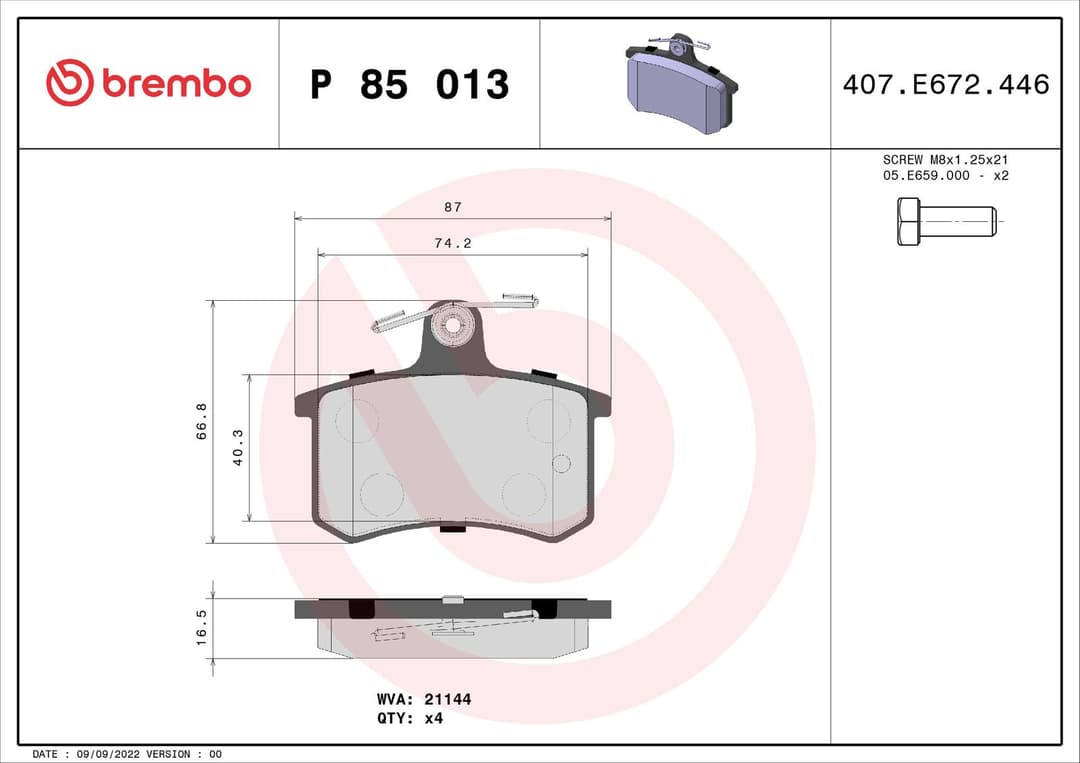 set placute frana,frana disc BREMBO PRIME LINE P 85 013