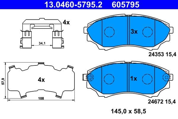 set placute frana,frana disc ATE 13.0460-5795.2
