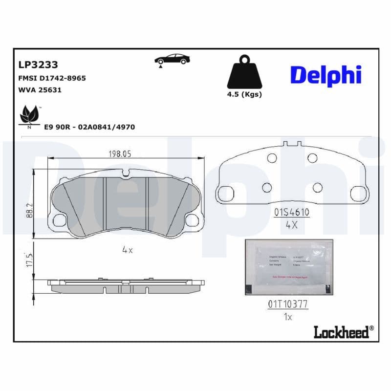 set placute frana,frana disc DELPHI LP3233