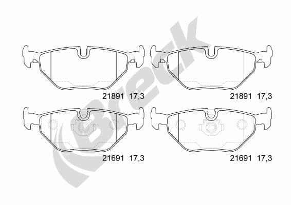 set placute frana,frana disc BRECK 21691 00 702 00