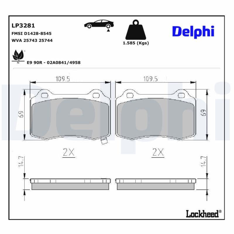 set placute frana,frana disc DELPHI LP3281
