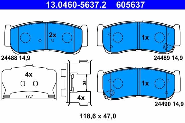 set placute frana,frana disc ATE 13.0460-5637.2