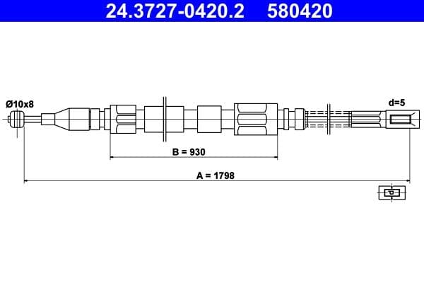 Cablu, frana de parcare ATE 24.3727-0420.2