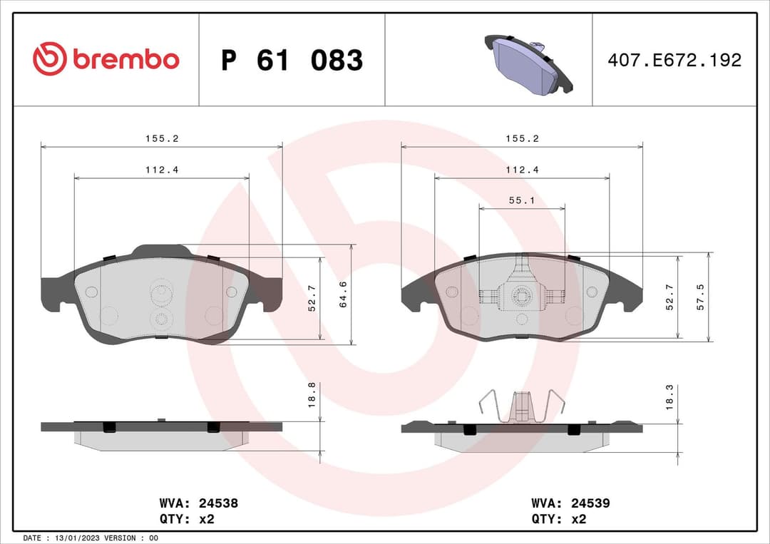 set placute frana,frana disc BREMBO PRIME LINE P 61 083