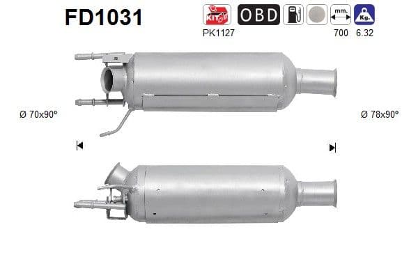 Filtru funingine/particule, sist.de esapament AS FD1031