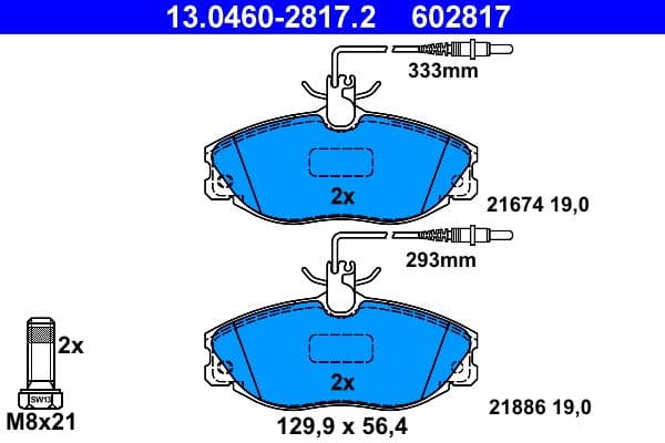 set placute frana,frana disc ATE 13.0460-2817.2