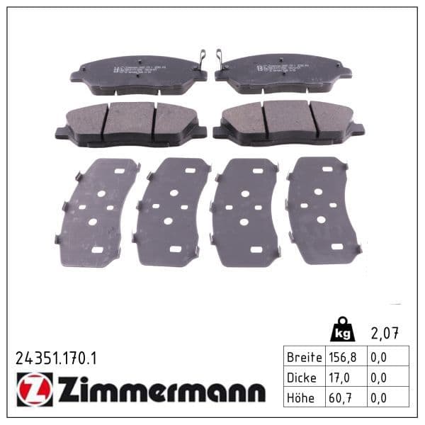 set placute frana,frana disc ZIMMERMANN 24351.170.1