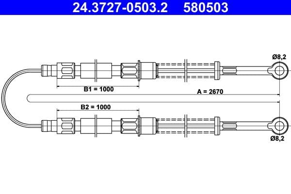 Cablu, frana de parcare ATE 24.3727-0503.2